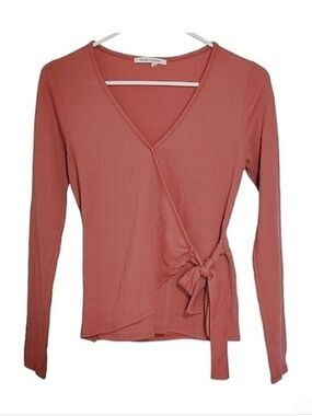 1170 * Caution To The Wind Faux Wrap Ribbed Long Sleeve Top Size XS?